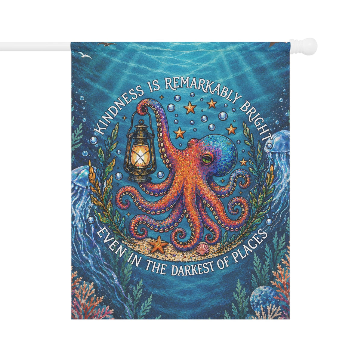 Printify Remarkably Kind Octopus House Flag 24.5'' × 32'' 12106823617096481348