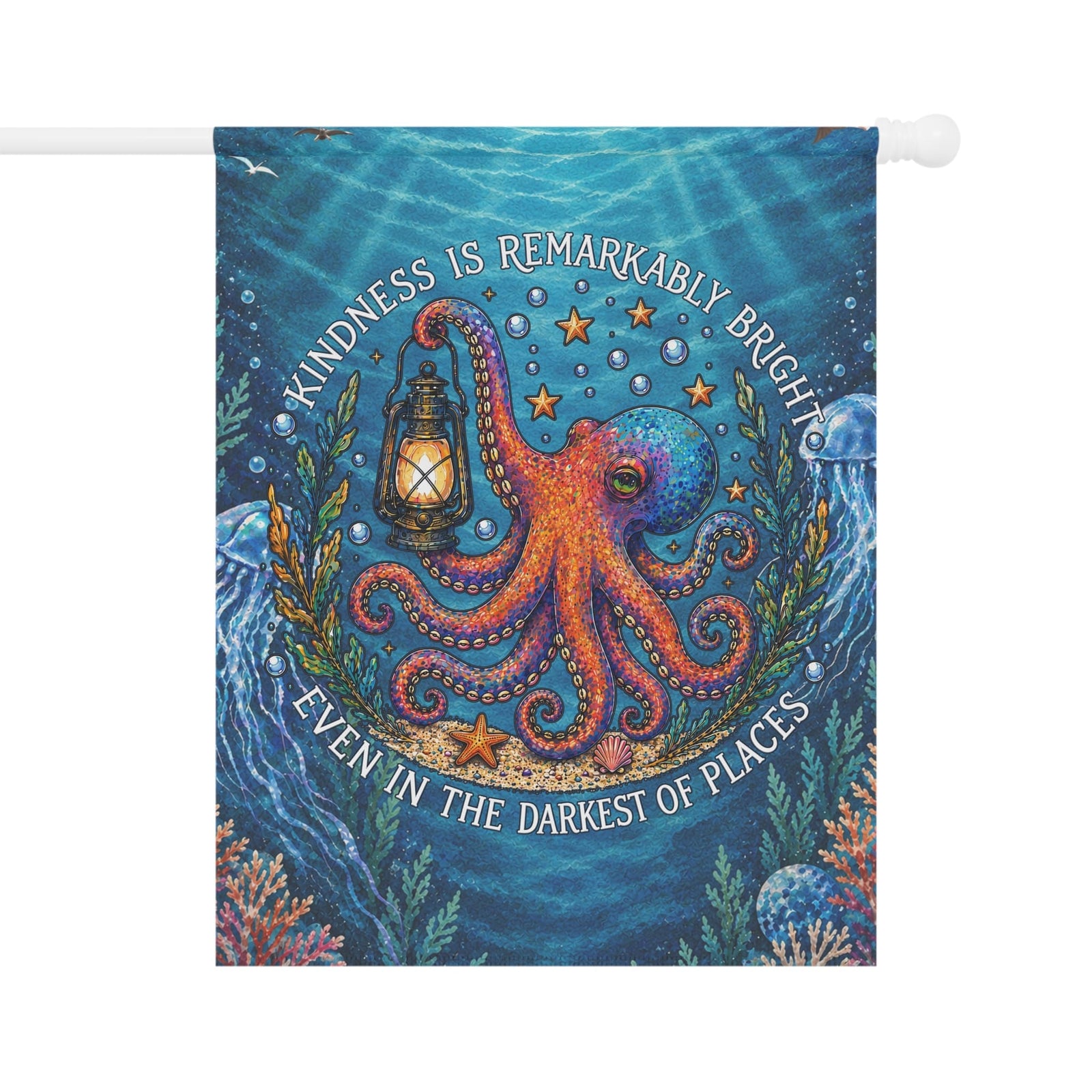 Printify Remarkably Kind Octopus House Flag 24.5'' × 32'' 12106823617096481348