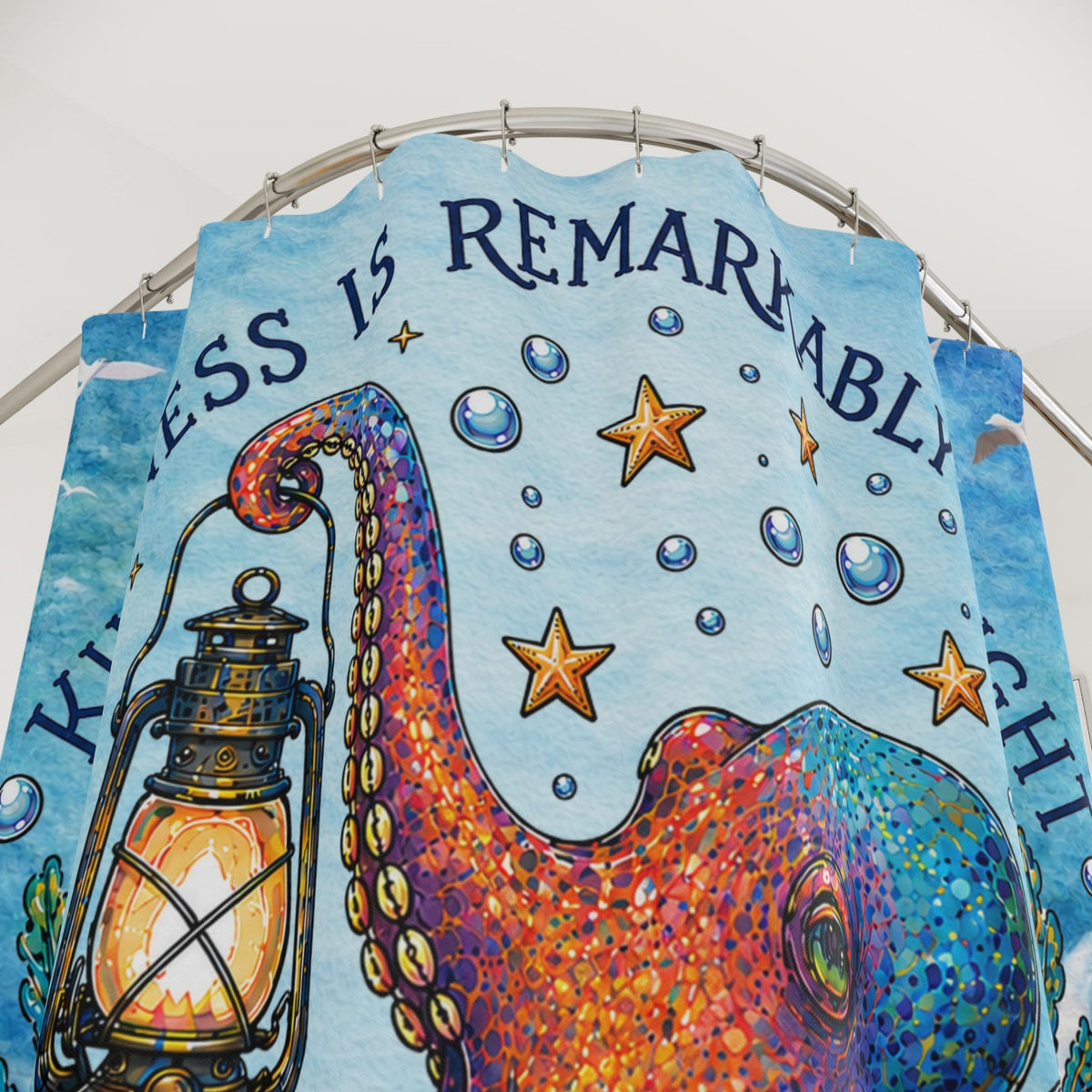 Printify Remarkably Kind Octopus Shower Curtain 71" × 74" 10329675844143374873