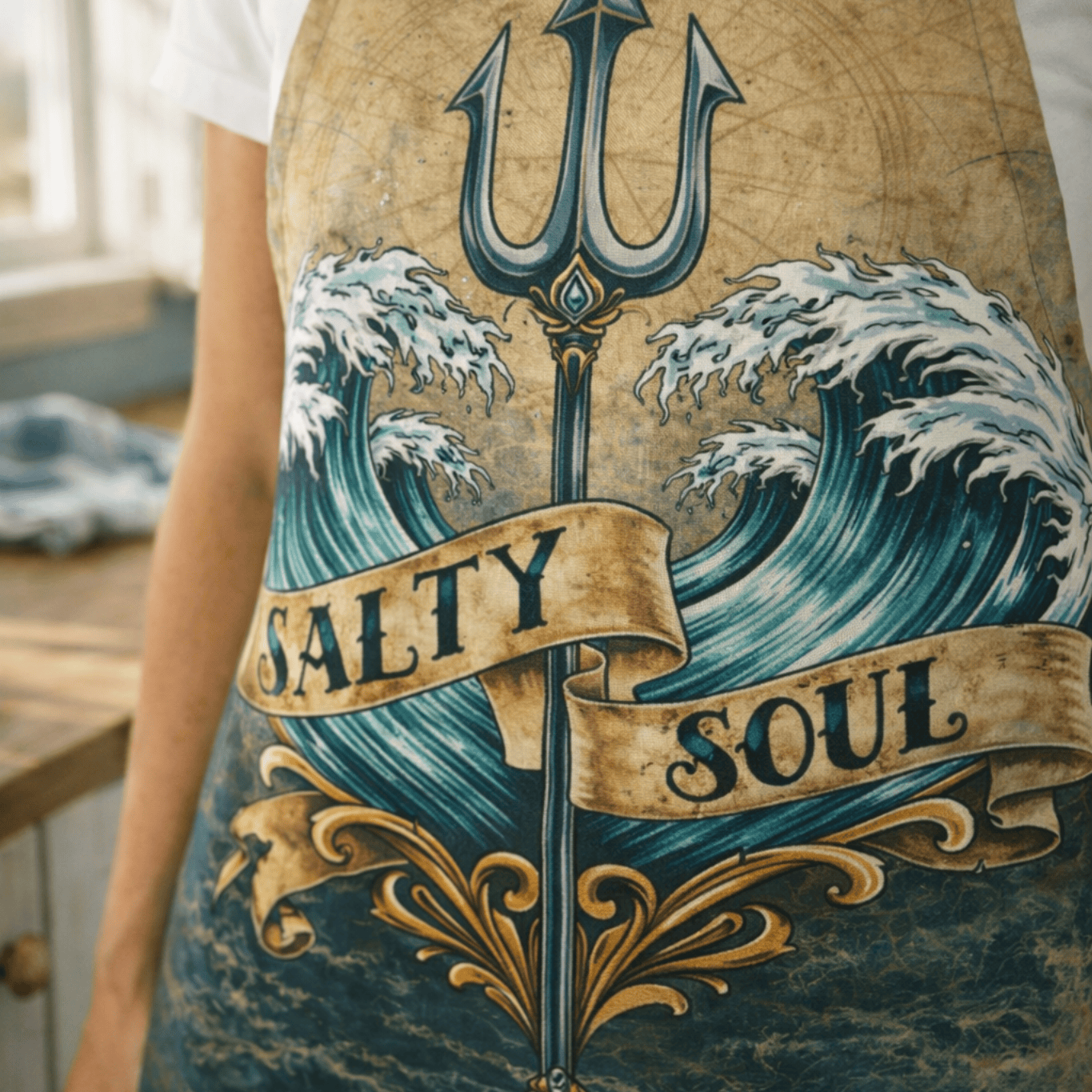 Printify Salty Soul Apron One size / Black 16115496308976605568