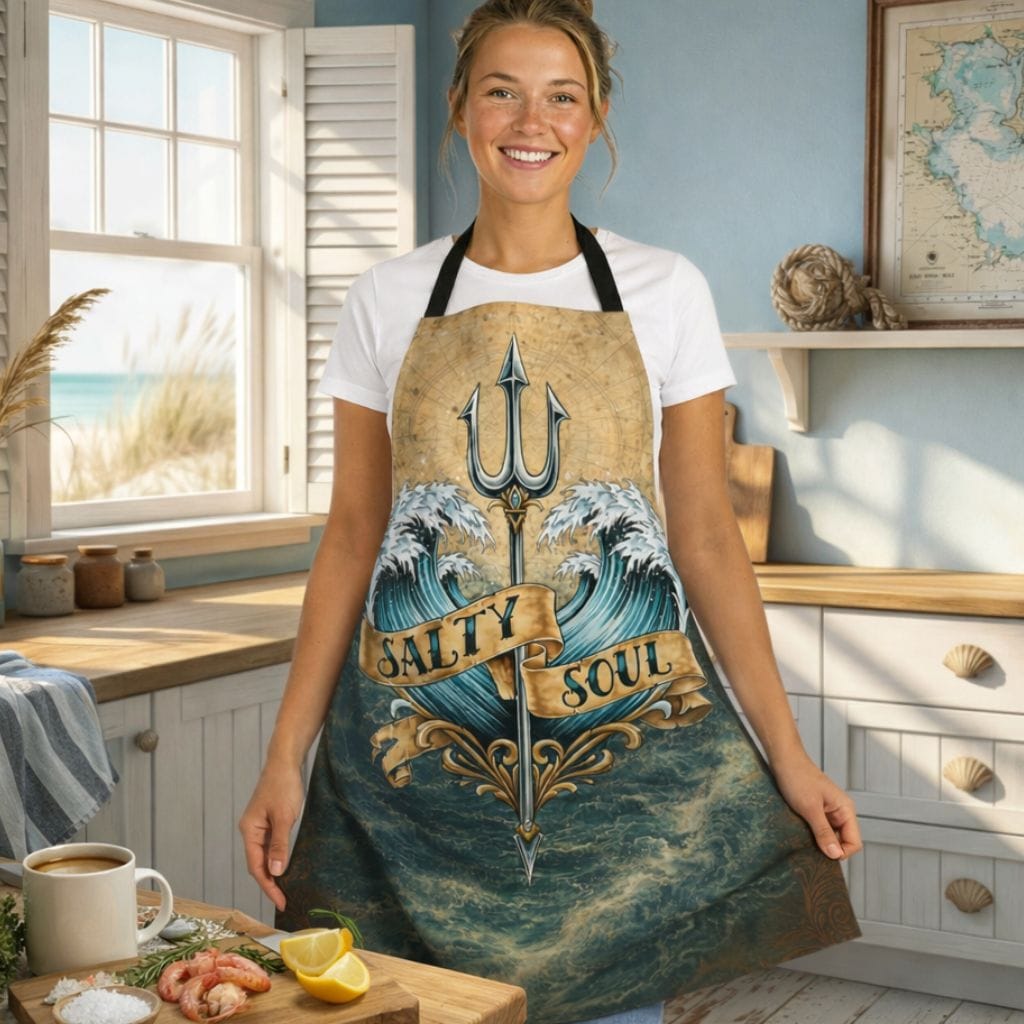 Printify Salty Soul Apron One size / Black 16115496308976605568
