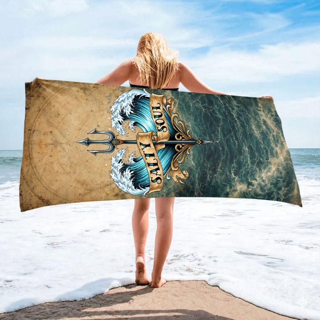 Printify Salty Soul Beach Towel 36" × 72" 16187649815460625992