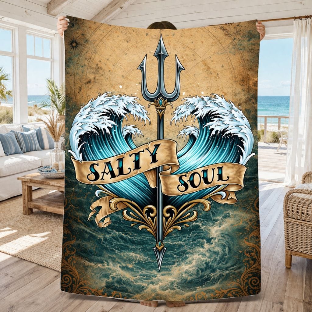 Printify Salty Soul Plush Blanket