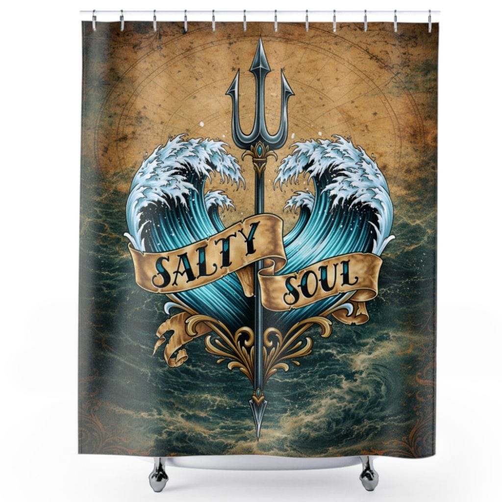 Mountains & Mermaids Salty Soul Shower Curtain