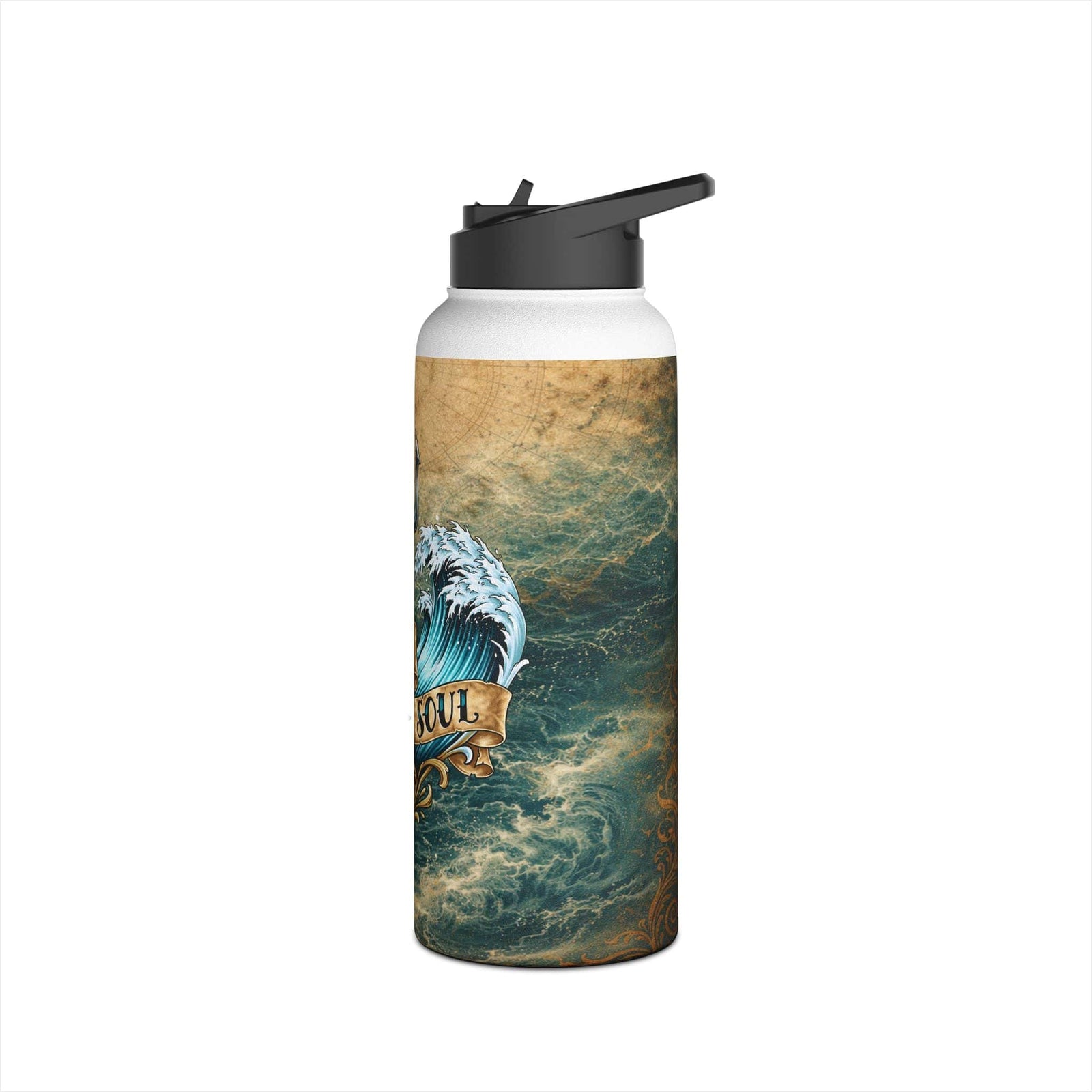 Printify Salty Soul Stainless Steel Water Bottle 32oz / White 11167795651348247443