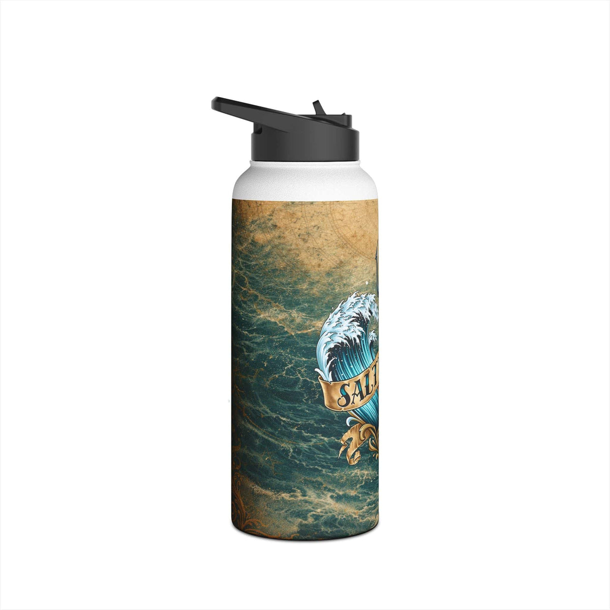 Printify Salty Soul Stainless Steel Water Bottle 32oz / White 11167795651348247443