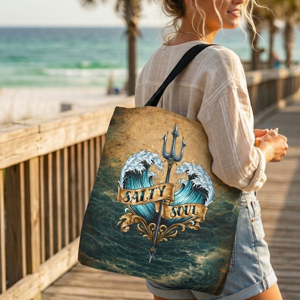 Printify Salty Soul Tote Bag 18" × 18'' / Black 12140011861248343582