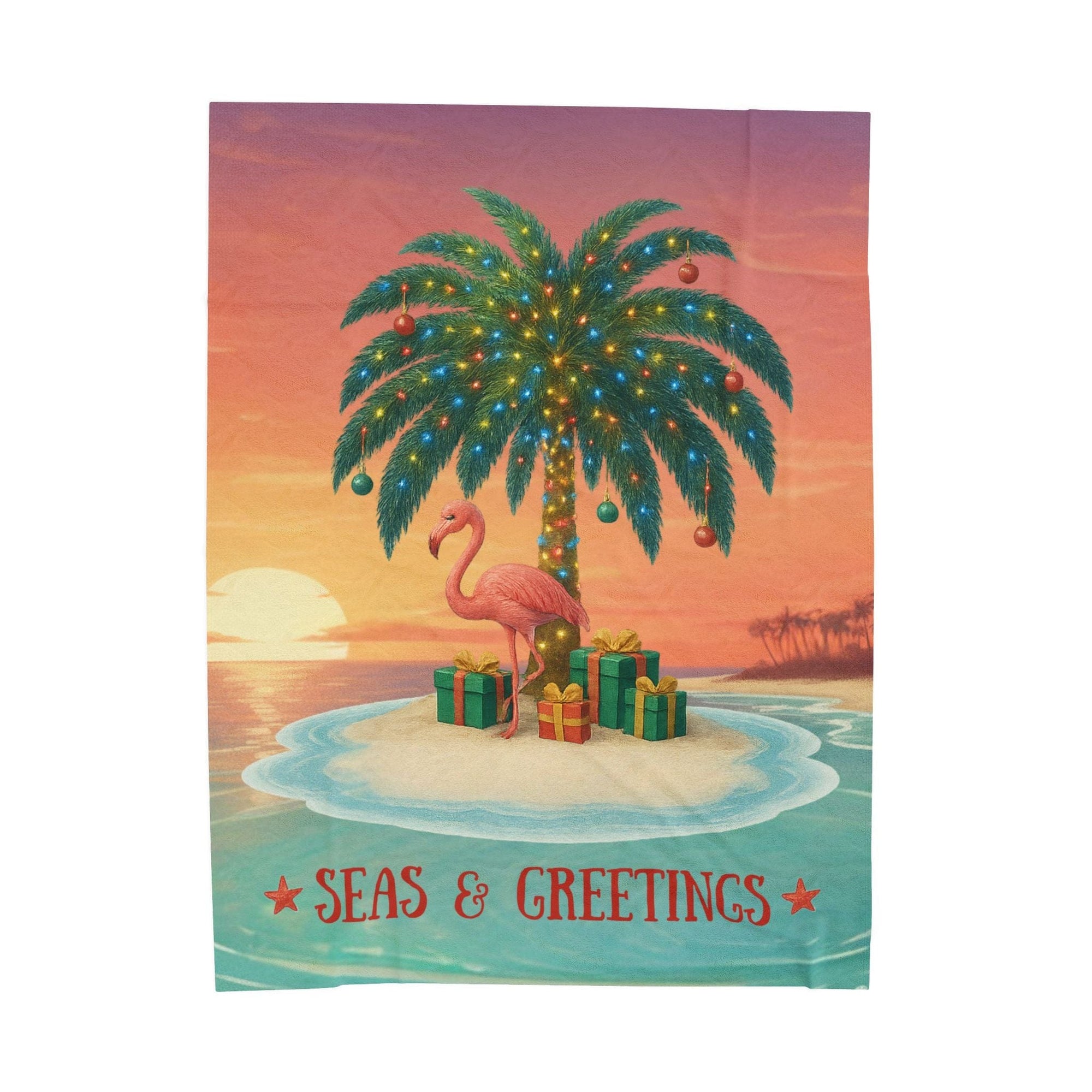 Printify Seas & Greetings Tropical Christmas Plush Blanket