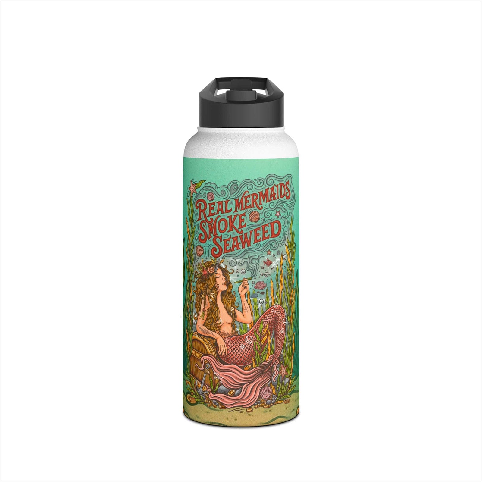 Printify SEAWEED SIREN 32oz Stainless Steel Water Bottle 32oz / White 26895801340718688619