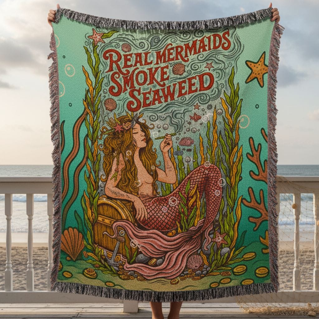 Printify Seaweed Siren Woven Blanket