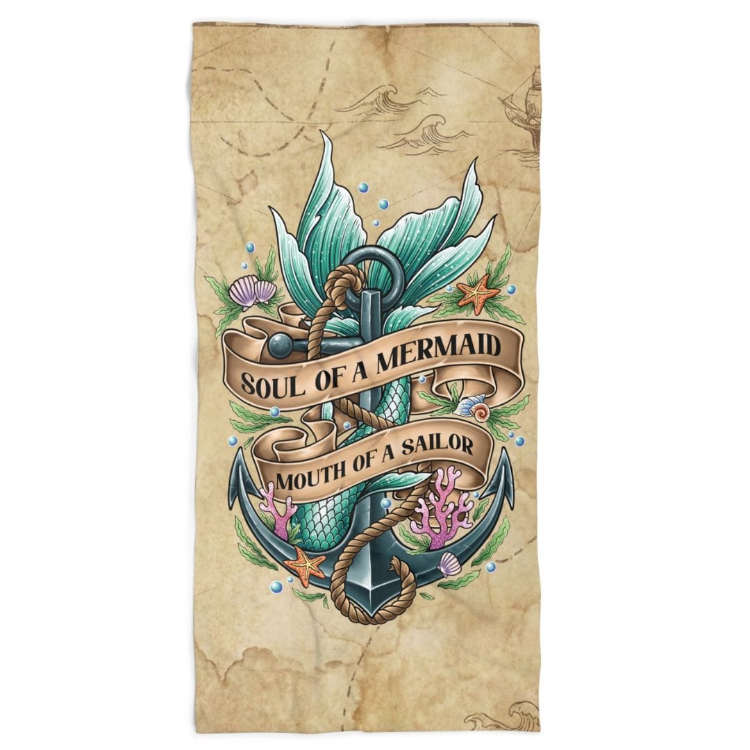 Printify Soul of a Mermaid, Mouth of a Sailor Beach Towel 36" × 72" 37738343827795531547