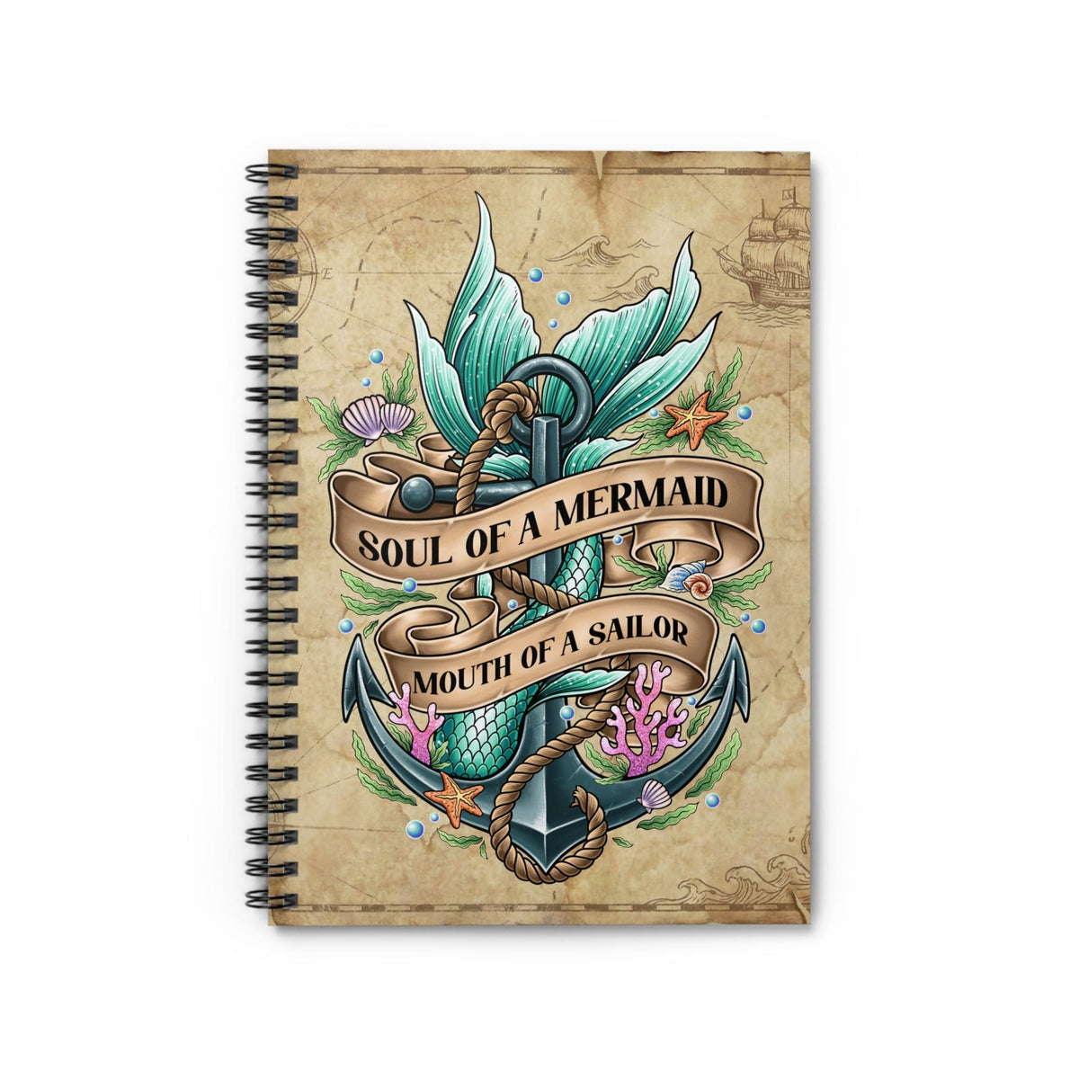 Printify Soul of a Mermaid, Mouth of a Sailor Notebook One Size 13601037486273287706