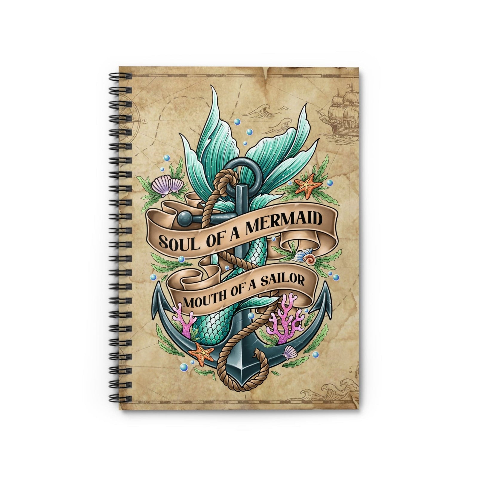 Printify Soul of a Mermaid, Mouth of a Sailor Notebook One Size 13601037486273287706