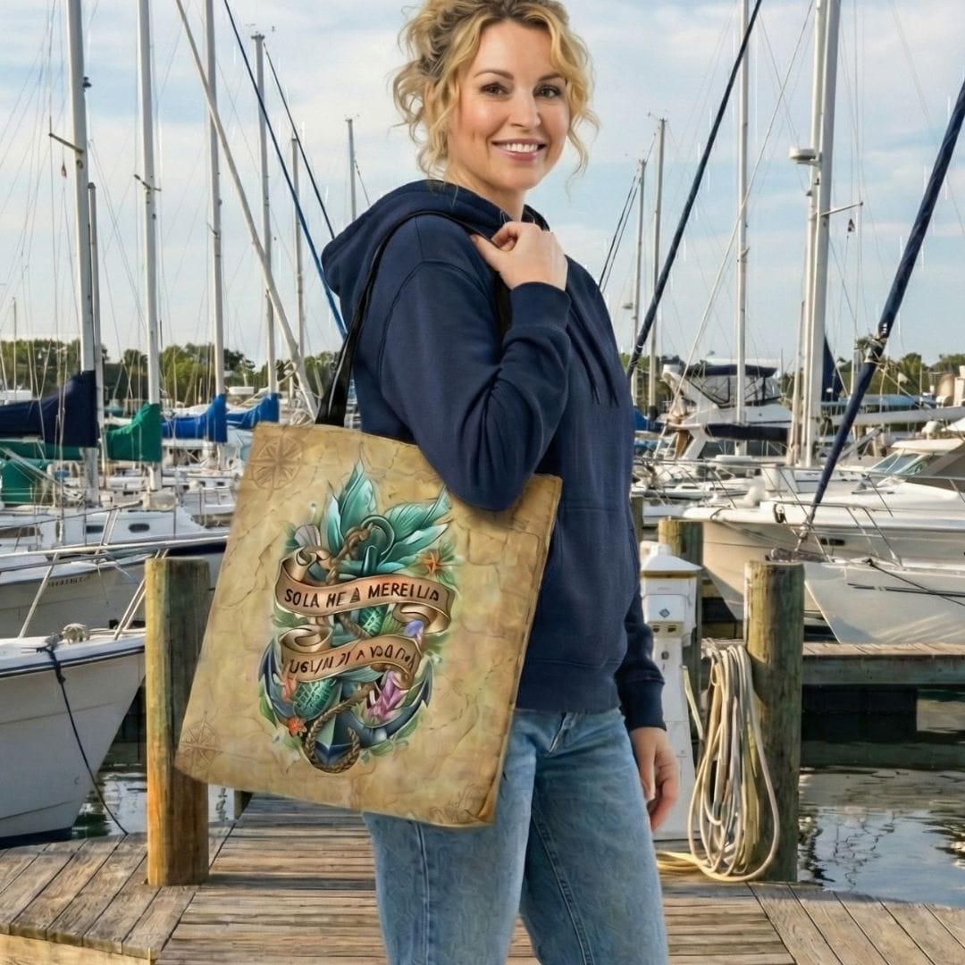 Printify Soul of a Mermaid, Mouth of a Sailor Tote Bag 18" × 18'' / Black 21729284383922711022