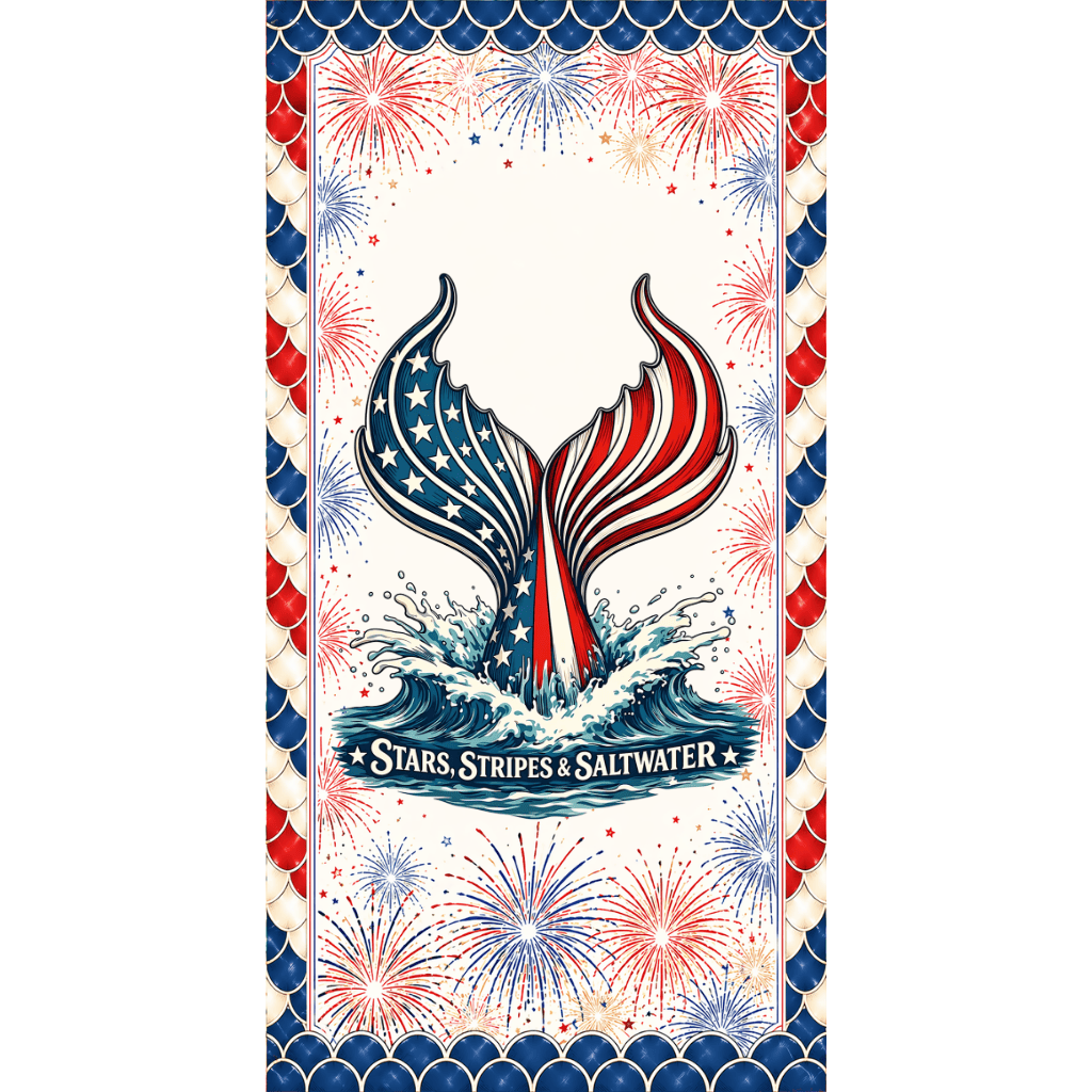 Printify Stars, Stripes & Saltwater Beach Towel 36" × 72" 19079815070910727983