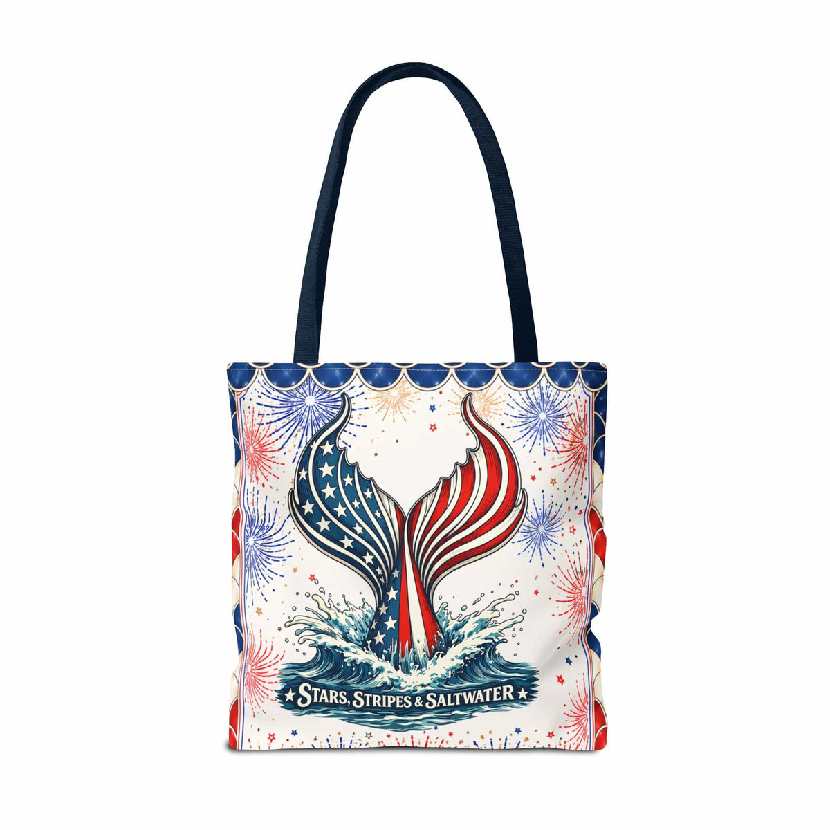 Printify Stars, Stripes & Saltwater Tote Bag 18" × 18'' / Navy 27225241127085212702