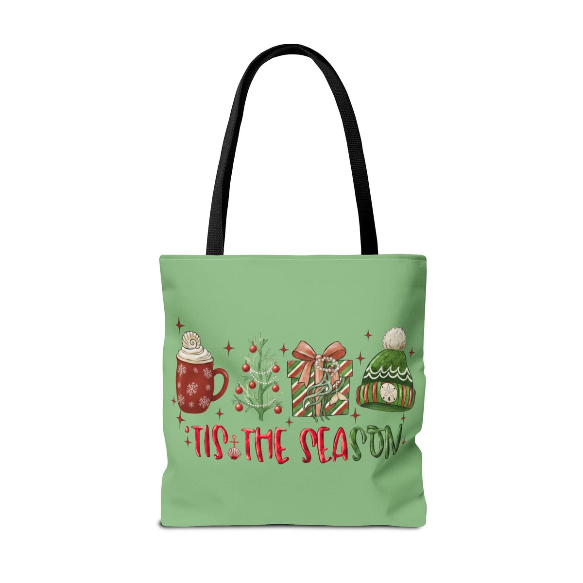 Printify Tis the Season Christmas Tote Bag 18&quot; × 18&#39;&#39; / Black 24798490218195394183