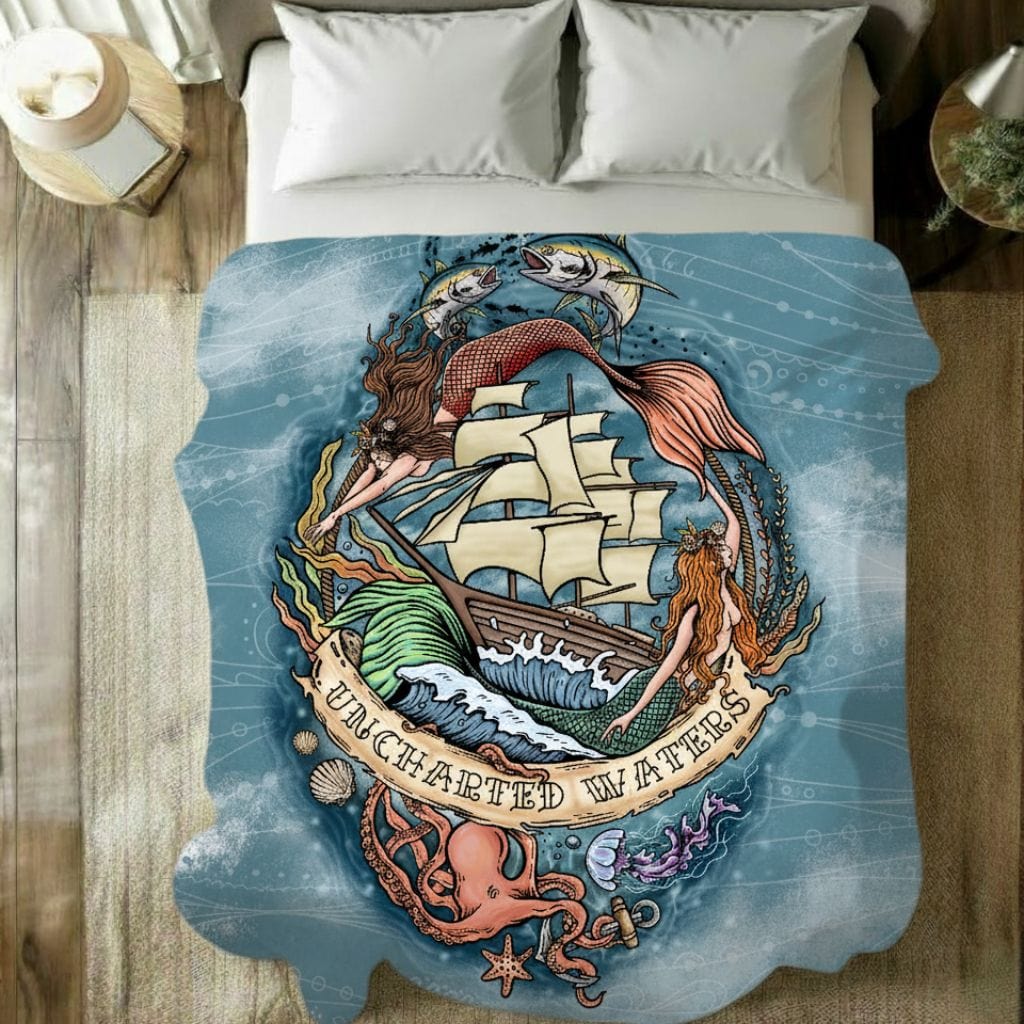 Printify Uncharted Waters Plush Blanket