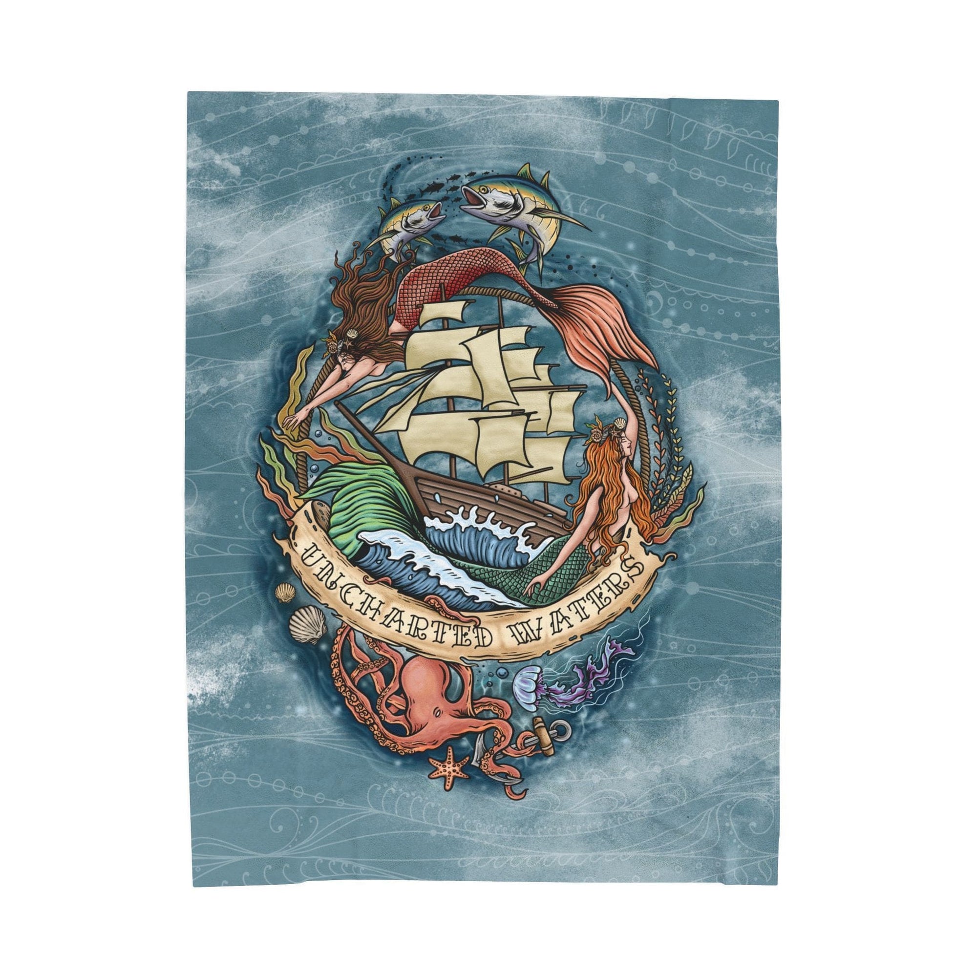 Printify Uncharted Waters Plush Blanket 50" × 60" 16199236704667226934