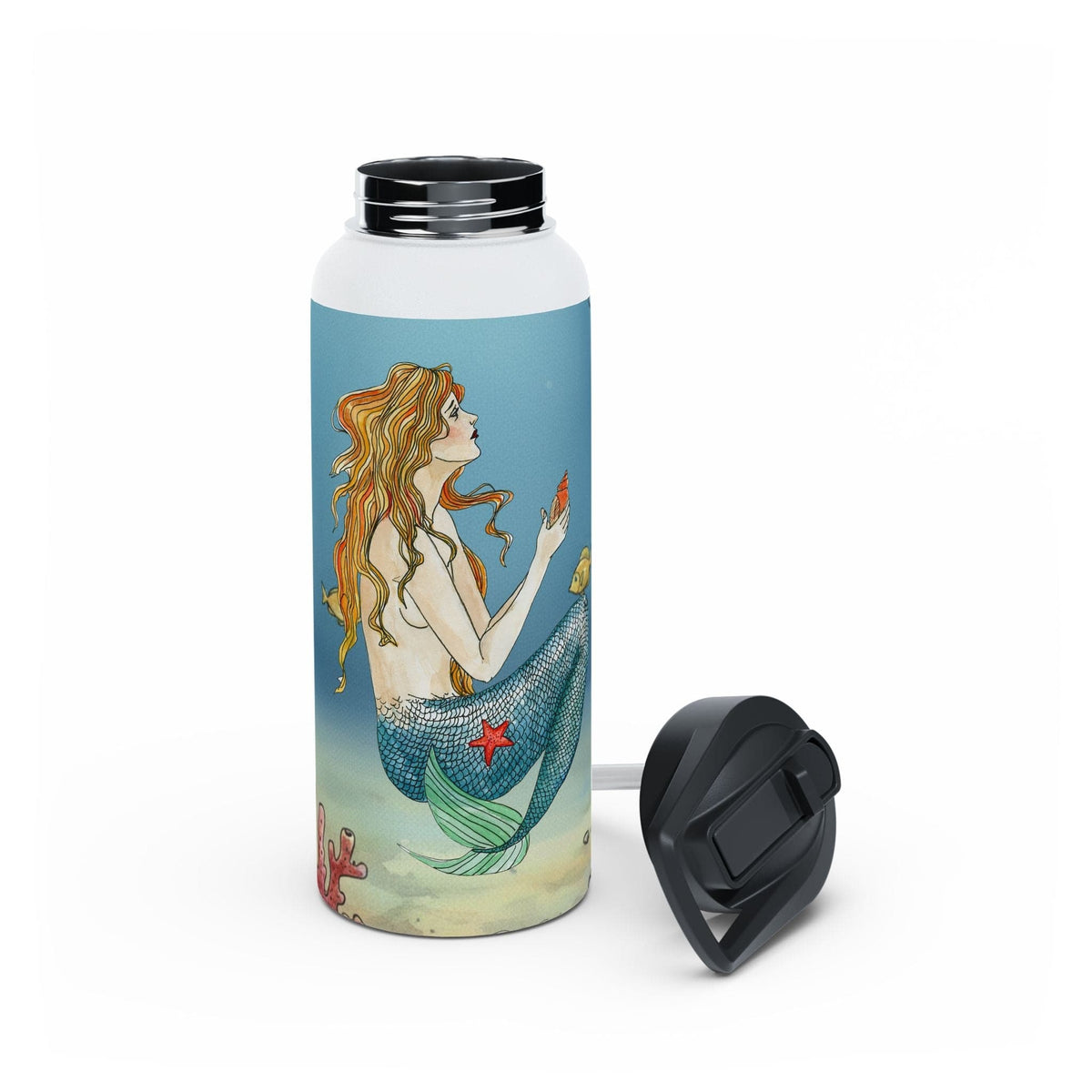 Printify Vintage Mermaid 32oz Stainless Steel Water Bottle 32oz / White 23069088674884770249