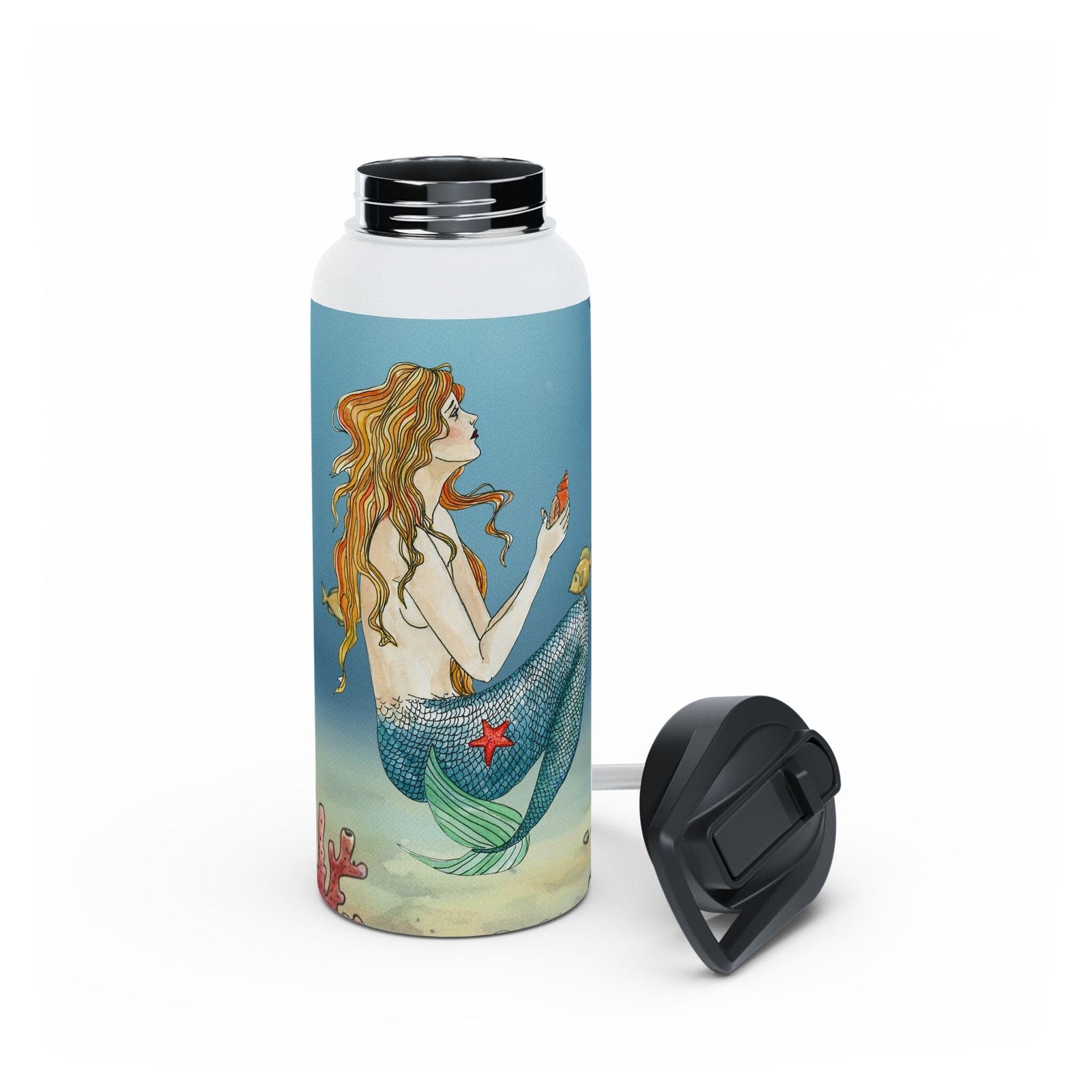 Printify Vintage Mermaid 32oz Stainless Steel Water Bottle 32oz / White 23069088674884770249