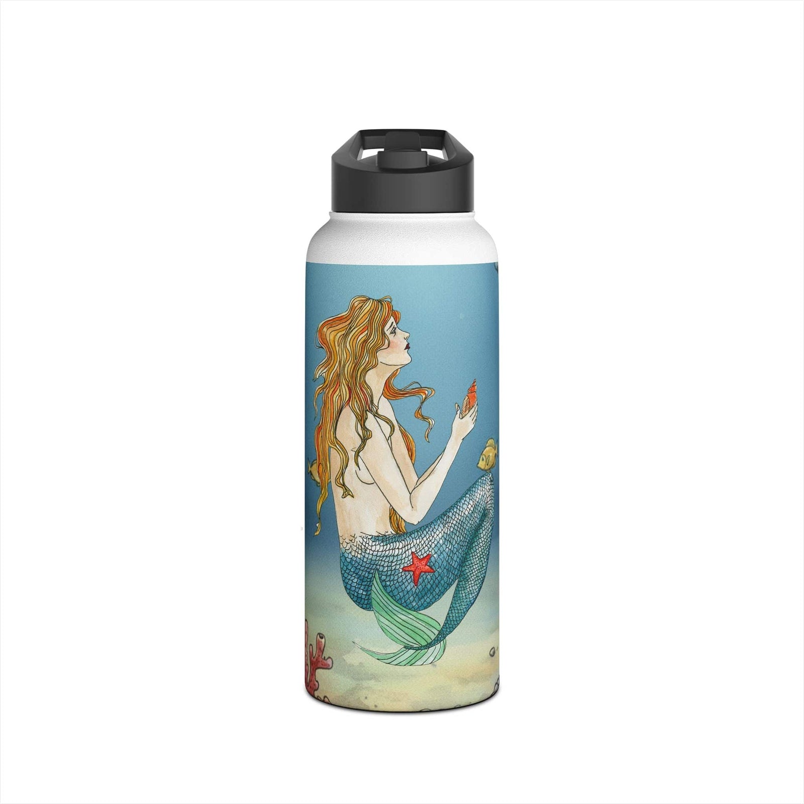 Printify Vintage Mermaid 32oz Stainless Steel Water Bottle 32oz / White 23069088674884770249