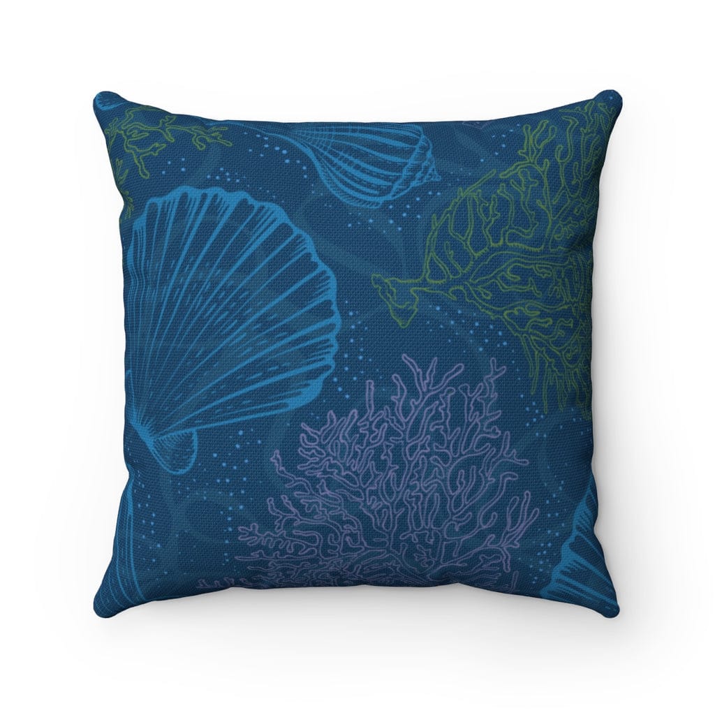 Indigo Sea Square Pillow - Mountains & Mermaids