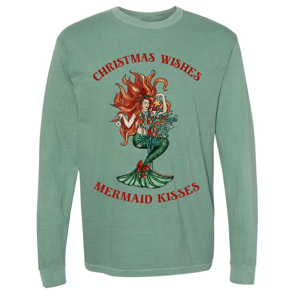 Christmas Mermaid Unisex Long Sleeve T-Shirt - Mountains & Mermaids