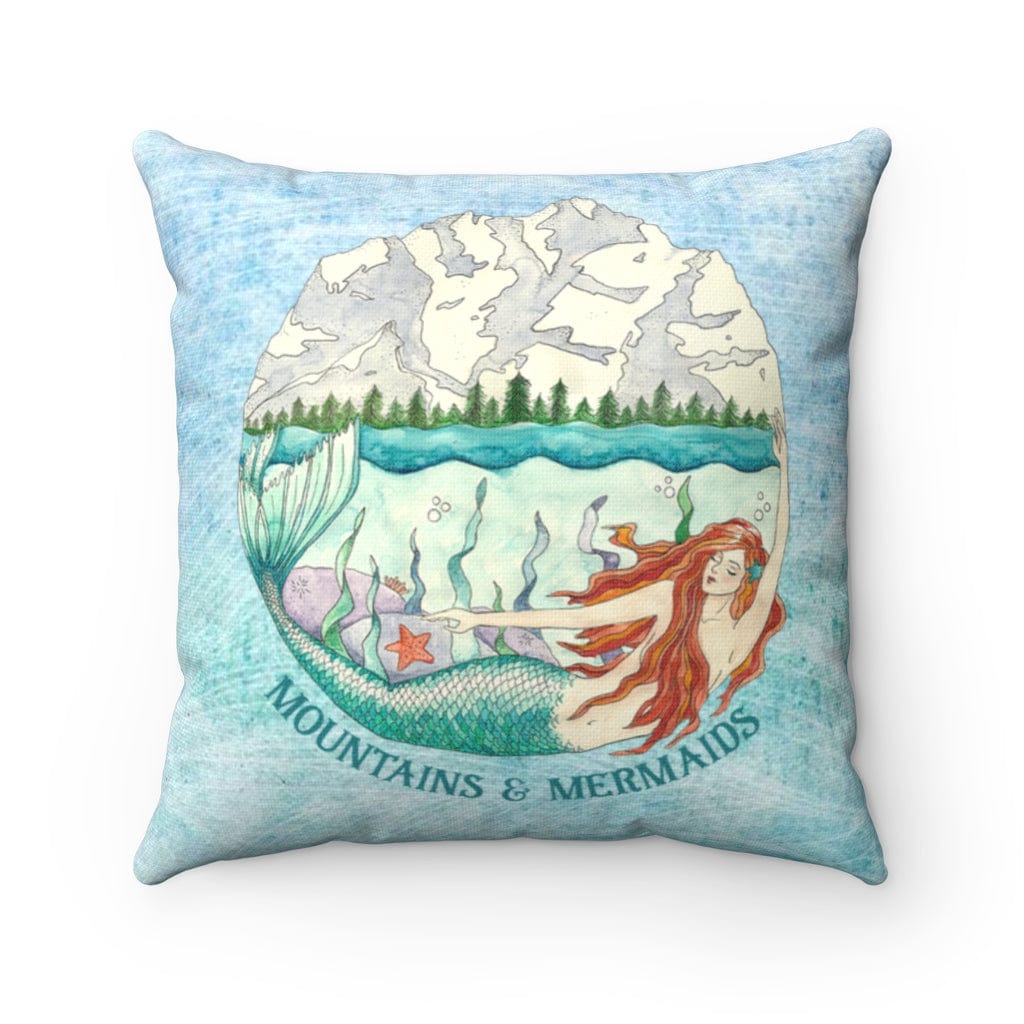 Mountain Mermaid Square Pillow - Mountains & Mermaids