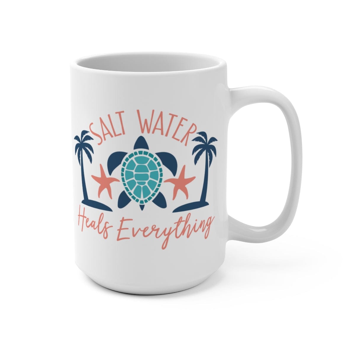 Salt Water Heals Coffee Mug 15oz - Mountains & Mermaids