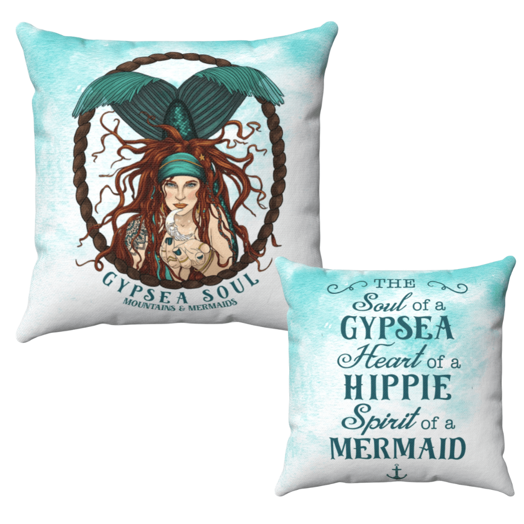 Gypsea Soul Siren Square Pillow - Mountains & Mermaids
