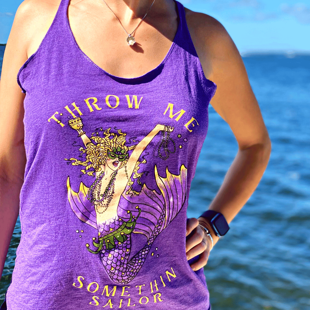 Mountains & Mermaids Mardi Gras Mermaid Racerback Tank Small MM871